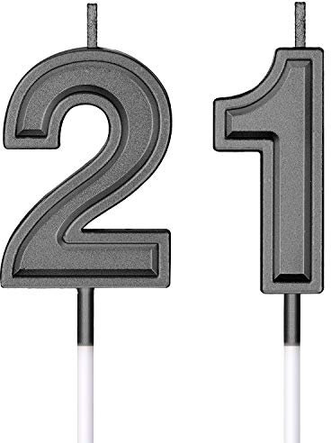 21. Geburtstag Kerzen Kuchen Nummer Kerzen Alles Gute zum Geburtstag Kuchen Topper Dekorationen für Geburtstag Hochzeit Jahrestag Feier Zubehör (Schwarz)