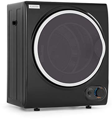 Klarstein Jet Set 2500 - Secadora de ropa, Carga frontal, Potencia 850 W, Independiente, EEC C, 2,5 kg, Resistencia de PTC, Calor hasta 60 °C, Programable de 20 a 200 minutos, Compacta, Negro