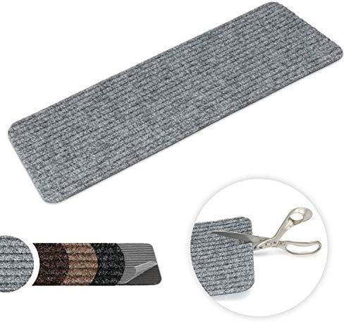 Kettelservice-Metzker Stufenmatte Treppenteppich Tulus Rechteckig Aufleger selbstklebend 60x25cm Grau 20 Stück