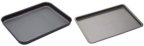 MasterClass Hard Anodised Aluminium Baking Tray, 42 x 31 cm Deep Tin with Teflon Non Stick Coating, Black & Baking Tray, Non-Stick Oven Tray for Baking and Roasting 35x25x2cm, Sleeved