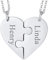 JewelryWe Schmuck Personalisierte Halskette mit Gravur, 2PCS Herz Puzzleteile Anhänger, Edelstahl Partner Pärchen Freundschaft BFF Kette Geschenk Silber
