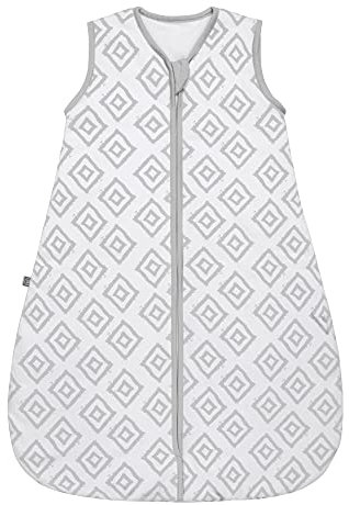 emma & noah Premium Baby Schlafsack, Flauschig Weich, Bequem & Atmungsaktiv, 100% natürliche Baumwolle, Oeko-TEX Zertifiziert Großzügige Bewegungsfreiheit, 2.5 TOG (Rauten Grau, 90 cm)