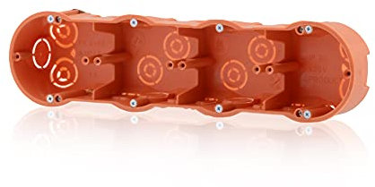 Gerätedose Verbindungsdose Verteilerdose Hohlwanddose 4fach Fräsloch 68mm, Höhe 46mm, Orange IP30 650°C für Gibskarton-Platten & Holzwände, Inkl. Pfoten (Schrauben) kompatibel mit Deckel