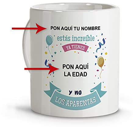 LolaPix Tazas personalizadas con nombre. Tazas personalizadas. Tazas desayuno originales. Varios diseños. CUMPLEAÑOS APARENTAS