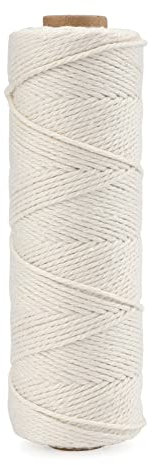 G2PLUS Cordón de Macramé Cuerda de Algodón Blanco Hilo Macrame 100Mx1.5MM Cuerda Decorativa para Manualidades de Decoración o Plantas Colgantes