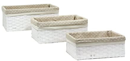 CAJONERAS DE TIRAS DE PAPEL BLANCA CON TELA DE ESTRELLAS SET DE 3. Bandejita de papel almacenaje. Bandeja de papel utensilios baño. Bandeja de papel lotes de productos (39*28*16 / 34*26*14 / 32*24*12)