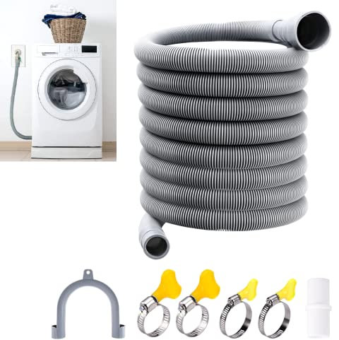 Washing Machine Hose Extension Thickened Universal Washing Machine Dishwasher Drain Waste Hose Extension Kit Home Laundry Room Bathroom Washing Machine Drain Hose Waste Pipe Hoop(size:5m)