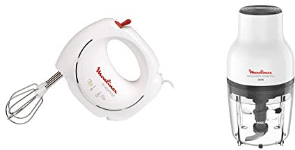 Moulinex Easy Max Batteur électrique, Commande unique, Ergonomique & Moulinette Essential Hachoir, 300W, Bol 400ml, Mini Hachoir, 4 lames acier inoxydable, Mini mixeur