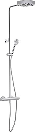 Ben Engraved Line Duscharmatur Ø25 cm - Chrom 15.00 cm - Metall Regendusche Duschset mit Duschkopf Duschsystem Duschgarnitur