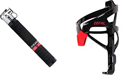ZEFAL 8510 Mini Pompe VTT Mixte Adulte, Noir, 230 mm & ZEFAL Pulse A2 - Porte-bidon vélo très léger - 26g Mixte Adulte, Noir/Rouge, Taille Unique