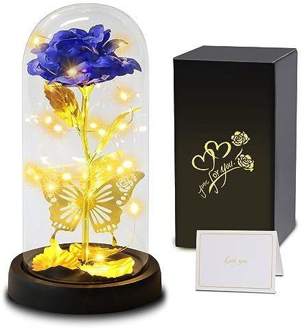 Touloube Rosa Regalo per la Festa Della Mamma per Donne Mamma Moglie, Galaxy Rose per Lei, Eterna Fiori con Luce a LED, Fiore Artificiale Regali Moglie Fidanzata Compleanno Anniversario Matrimonio
