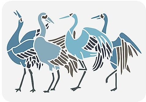 BENECREAT Kranich-Schablone Oriental Elements Zeichen- Und Malschablonen, Wiederverwendbare Kunststoff-Schablonen Zeichenvorlagen Zum Malen Auf Holzmöbeln, Heimdekoration, 29.7x21 cm