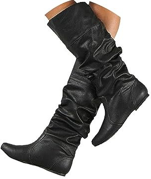 EGSDMNVSQ Stivali Alti Stivali Lunghi Da Donna Stivali Piatti Sopra Il Ginocchio Stivali Invernali Stivali Gotici Scarpe Con Tacco Basso Stivali In Pelle Autunno Inverno