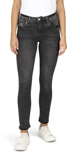 DENIMFY Jeans Damen lang Stretch Slim Fit Mid Waist DFElla Jeanshose Baumwolle Denim Schwarz M, Größe:M, Farben:Black Denim (B145)