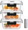 Hcrvvi 3 Pcs 800ml Glass Food Containers With Lids, BPA Free, Glass Meal Prep Containers, Airtight Glass Storage Containers, Upgraded Snap Glass Containers With Lids, Meal Prep Containers Reusable