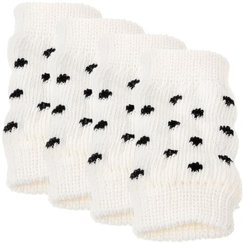 Angoily 4PCS Pet Leg Warmers, Dog Legs Socks, Pet Elbow Protector Sleeves, Cute Cotton Dot Design, White