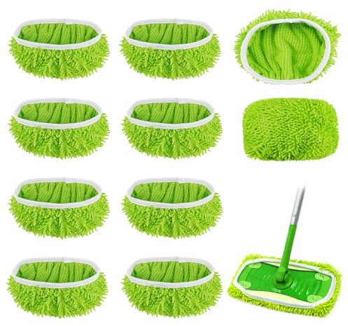 10 Stück für Swiffer Bodentücher Tücher Bezug Mikrofaser Set,25,4x11,5cm Wiederverwendbar für Swiffer Sweeper Mop Bodenwischer Nass Trocken Wischmopp Bezug, für Holzböden, die Reinigung von Hartböden