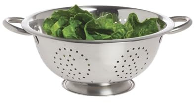 New Colander Stainless Steel with Handle Steel Base Multi Purpose Quick Draining for Rice, Pasta, Vegetable Small to Large Size (20 cm)