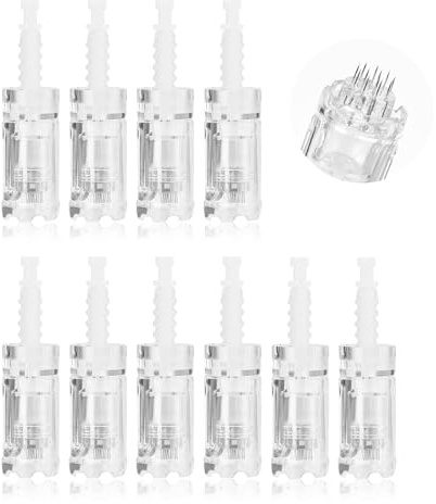 12 Nadeln Microneedling Ersatzpatronen für Dermapen A6/A10, 10 Stück Microneedling Ersatznadeln Mikro Kartuschen mit Bajonettschlitz