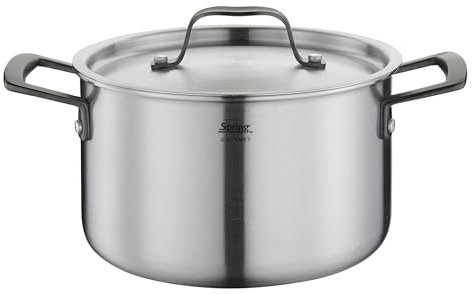Spring GOURMET, pentola multistrato con coperchio in acciaio inox, adatta al forno, con scala interna, Ø 20 cm, altezza 12 cm, 3,7 litri, nero
