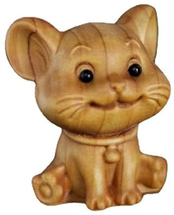 Gsycle Wooden Mouse Figurine, Brown Rat Statue, Cute Wooden Small Mouse Ornament for Home Decor