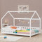 [en.casa] Kinderbett Hesel Hausbett Weiß 90 x 200 cm mit Rausfallschutz und Lattenrost Bodenbett Jugendbett Holzbett
