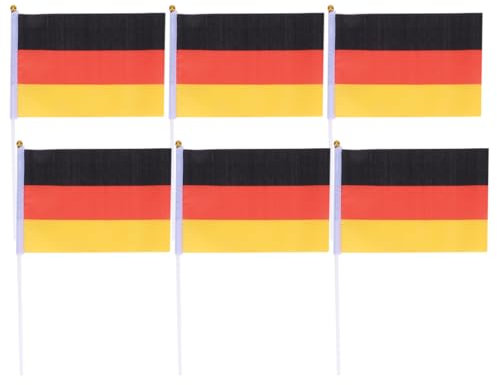 BESPORTBLE Deutschland Flagge für EM Deko 2024: 20 Stück Deutsche Mini Handgehaltene Flaggen mit Pole, Länderbezogene Handflaggen für 2024 EM Fußball WM Euro Hausgarten Party Deko