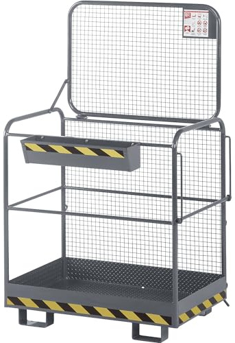 kaiserkraft | Sicherheitskorb für Stapler | Aufnahme breite Seite | Arbeitsplattform 1200 x 800 mm | mausgrau RAL 7005