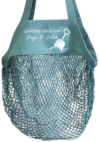 personalisierte Tasche für Sandspielzeug | Netzbeutel Sandspielzeugtasche | Spielplatztasche oder Buddeltasche für Kinder mit Namen | Strandtasche Netztasche