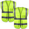 Houkary 2 Pezzi Gilet di Sicurezza Riflettente, Antinfortunistici Gilet Alta visibilità Riflettente con Tasche e Cerniera, Gilet Catarifrangente, Giubbotto Catarifrangente per Uomini e Donne