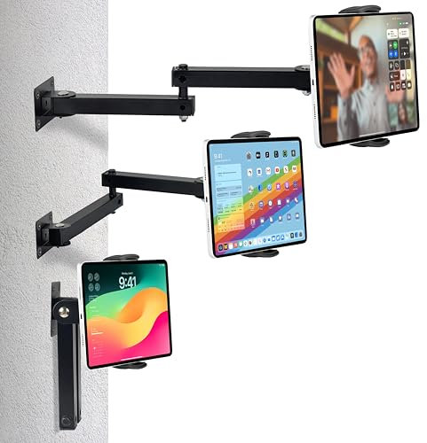 MyGadget Tablet Wandhalterung [ Schwenkbar ] - 5,5 bis 13 Zoll Tablets - 360° Drehbar - Einziehbar auf min. 10 cm & max. 45 cm - ideal für iPad | Samsung Tab usw.