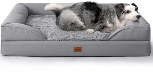 Gimars 9,5 cm Dickes Hundebett Orthopädisch Grosse Hunde, Großes Hundebett mit Polster & 28D Eierkisten-Matratze, Wasserdichter Bezug, Waschbares Plüschcover Hundesofa für Ältere, Arthritische Hunde