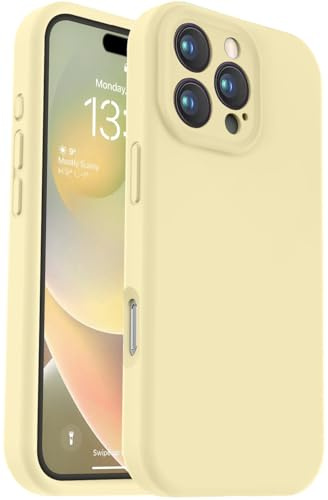 Vooii Compatible with iPhone 16 Pro Case, Liquid Silicone Upgrade [Camera Protection] [Fit for Battery Charger Cases] Shockproof Phone Case for iPhone 16 Pro 6.3 inch - Creamy Yellow