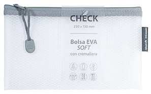 Grafoplás | Borsa con cerniera EVA Soft Check 23 x 13 cm | Bianco | Morbido al tatto | Zipper Bag realizzata in gomma EVA trasparente | Perfetta per proteggere e trasportare documenti e piccoli
