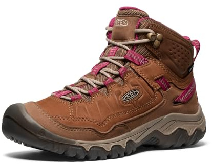 KEEN Women's Targhee 4 Mid Height Durable Comfortable Waterproof Hiking Boots, Bison/Beaujolais, 8