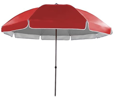 Parasol de terrasse à 8 baleines de 2,4 m avec design à 3 niveaux pour protection contre le vent et les UV de 2,6 m, parasol de plage avec pare-soleil 50+, idéal pour le marché, le jardin et la