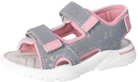 RICOSTA Mädchen Riemchensandalen Caro, Kinder Sandalen, Sandaletten, Sommersandalen, flach, Sommerschuhe, Freizeitschuhe, Graphit/Mallow (450), 27 EU