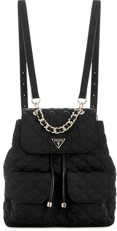 GUESS Women's Giully Flap Backpack, Black, One Size
