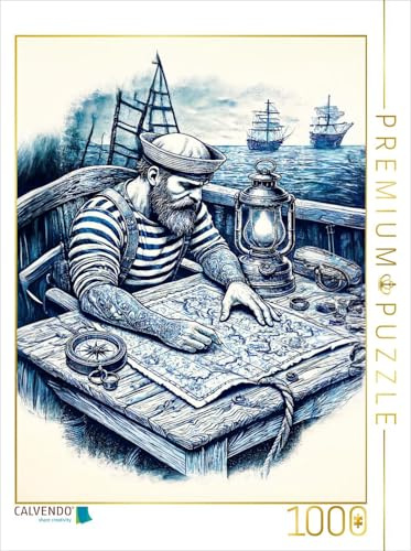 CALVENDO Puzzle Seemann bei der nautischen Planung. Vintage Motiv | 1000 Teile Lege-Größe 64 x 48 cm Foto-Puzzle für glückliche Stunden