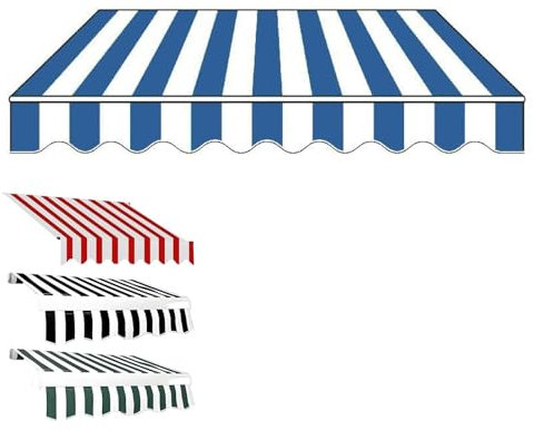 Toldo retráctil manual para exteriores, toldo impermeable, 3 x 2,5 m, color azul, anti UV, ideal para patio y jardín