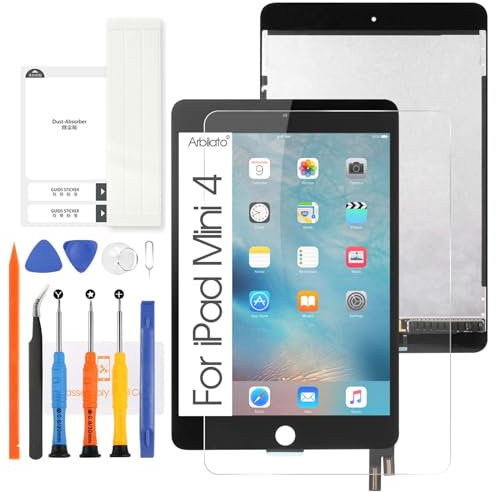 Schermo di ricambio per iPad Mini 4 7.9 2015, schermo LCD touch screen digitizer pannello di montaggio completo in vetro con kit di riparazione per iPad Mini4 A1538 A1550 (nero)