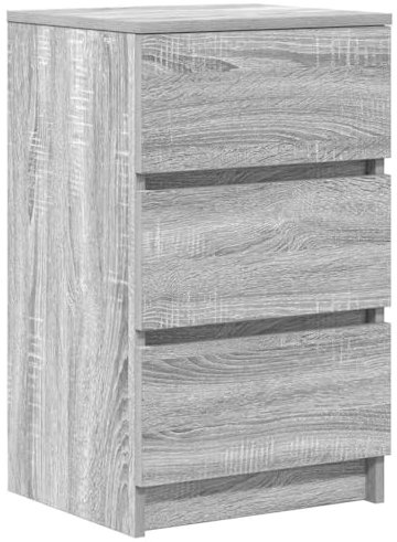 vidaXL Nachttisch mit 3 Schubladen Grau Sonoma 39x35x65 cm, Nachtschrank, Nachtkommode, Betttisch, Nachtkonsole, Bettschrank