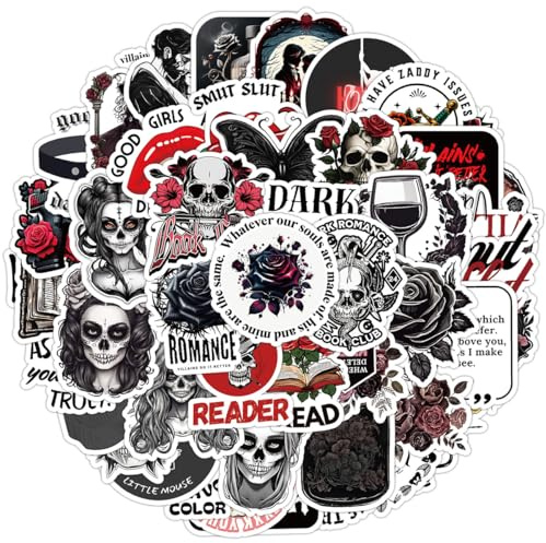 50 Stück Gothic-Romantik-Aufkleber für Auto Fahrrad Koffer Helm Laptop Skateboard Motorrad Wasserflaschen Snowboard Gepäck Gitarre,Schwarz Weiss Vintage Sticker für Jugendliche Kinder Erwachsene