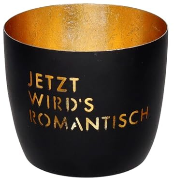 Giftcompany Madras Windlicht M Jetzt wird's romantisch schwarz/Gold 8,5cm