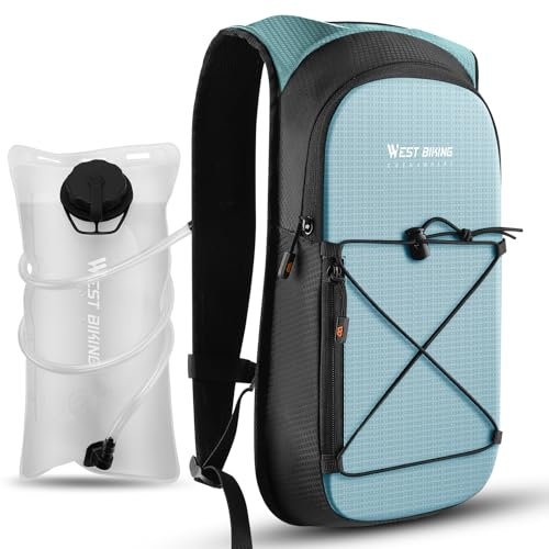 CHIMONA Trinkrucksack, Laufrucksack Herren Damen, Rucksack mit Trinkblase 2L, Leicht Trinkweste Laufweste, Fahrradrucksack Wasserrucksack für Laufen, Wandern (Bewolktes-Blau, one Size)