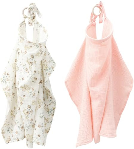 2-Pack Breastfeeding Cover, Breathable Cotton Breast Feeding Cover for Mum, Lightweight Nursing Covers for Women Outdoor Public Area, Soft Coverage Car Seat Blanket and Stroller Coverall