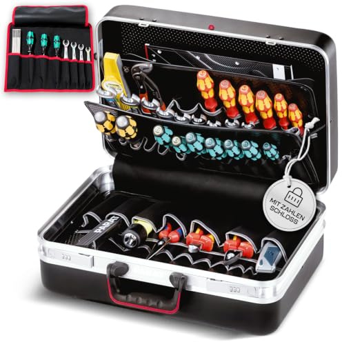 PARAT CLASSIC Plus | Werkzeugkoffer leer gross | Für bis zu 50 Werkzeuge | Mit Alurahmen & X-ABS Schale | Inkl. Roll-Up Case 8 | Stabile Werkzeugkiste für Handwerker | Werkzeugkasten leer | Tool Box
