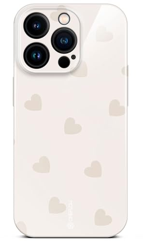 ONEFLOW für iPhone 15 Pro Hülle mit Design Muster, Designer Case Handy Schutzhülle mit Kameraschutz, Hardcase Bedruckt dünne Handyhülle, Splash Cover, Creme Beige Herzen