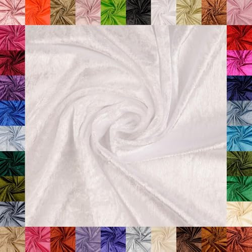 fingsi Mats Pannesamt Stoff – Coupon – edler glänzender Stretch Stoff – 145 cm breit – Dekostoff – Kostüme – Bühne – Vorhänge – Bekleidung – Möbel (02. Weiß 1,0m)