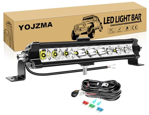 YOJZMA 11 Zoll 28cm 30W LED-Lichtleiste mit 18AWG-Kabel, Spot/Flood Combo 3000LM, Arbeits-/Fahrlicht, Offroad-Beleuchtung für LKW, Pickups, Autos, SUVs, ATV, UTV, 4x4, Boote, Wohnmobile, Golf Carts
